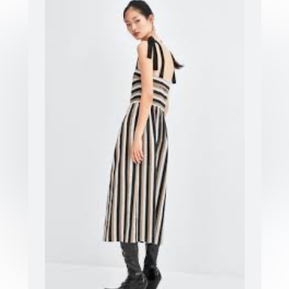 Zara TRF Striped Linen Dress - Picture 7 of 9
